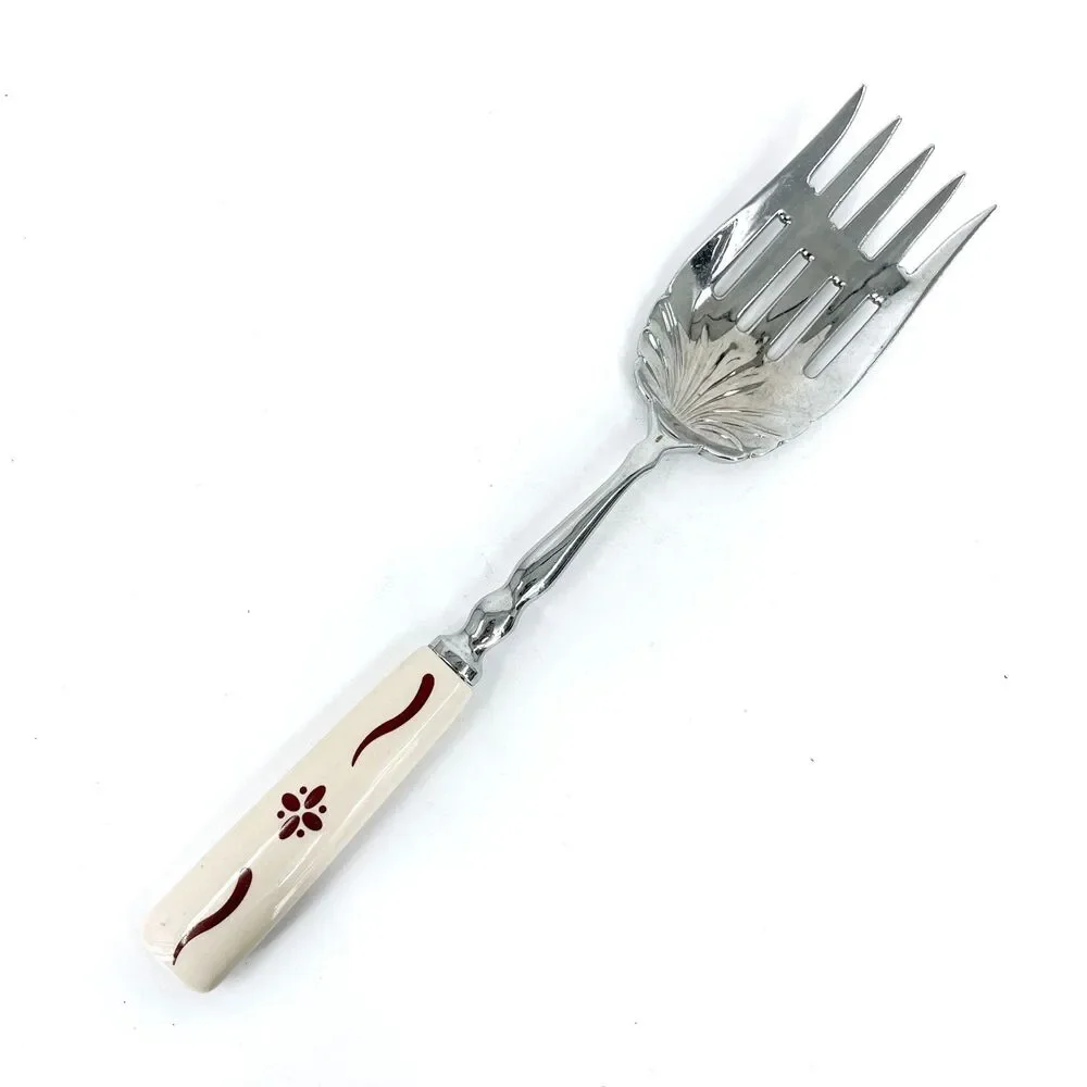 Longaberger Large Serving Fork Woven Traditions RED Ceramic Handle
